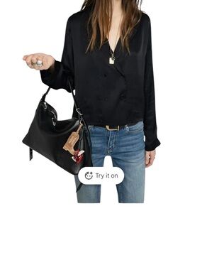 Zadig & Voltaire Tussi V Neck Double Breasted Blouse Womens XS NWT MSRP$328